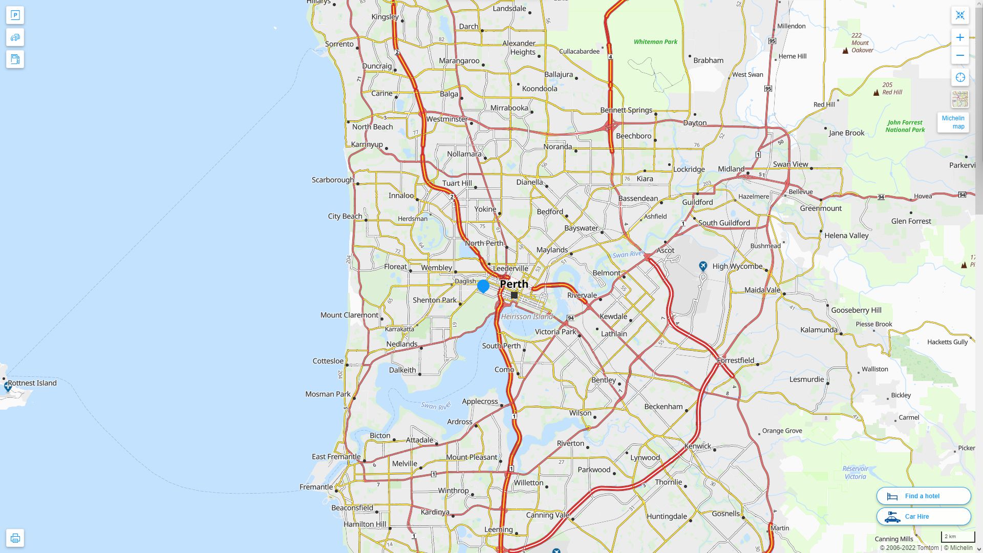 Perth Highway and Road Map